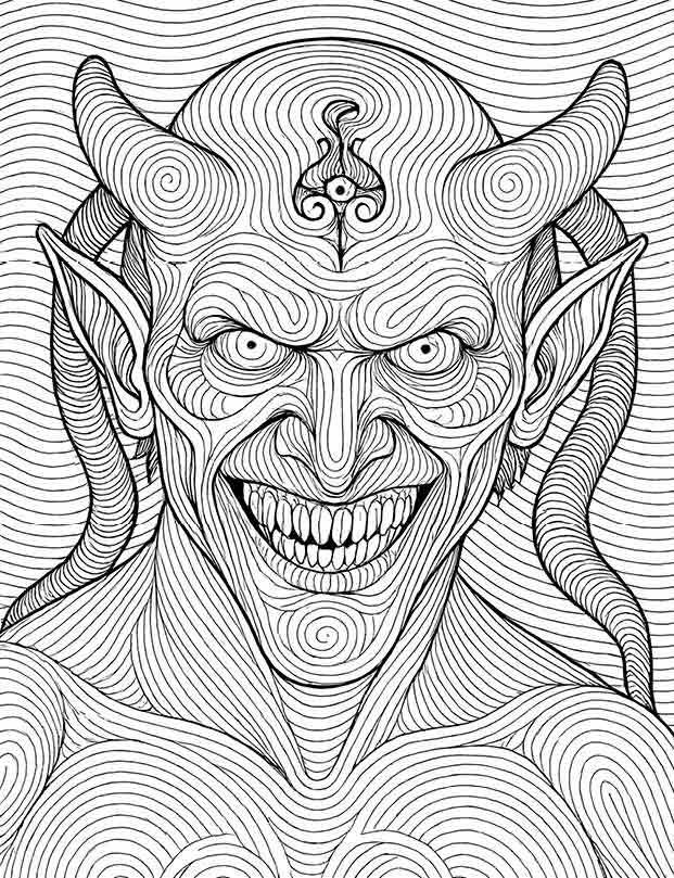 Djinn Wishmaster supernatural demon coloring page for adults and teens
