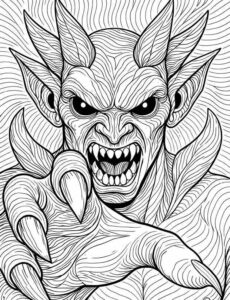 Mephistopheles demonic creature coloring page for adults and teens