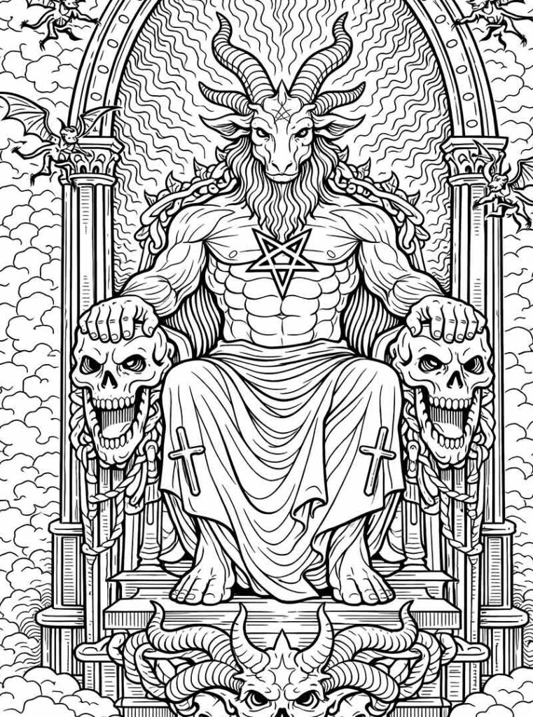 Mephistopheles Le Manoir du Diable Horror Coloring Book for adults