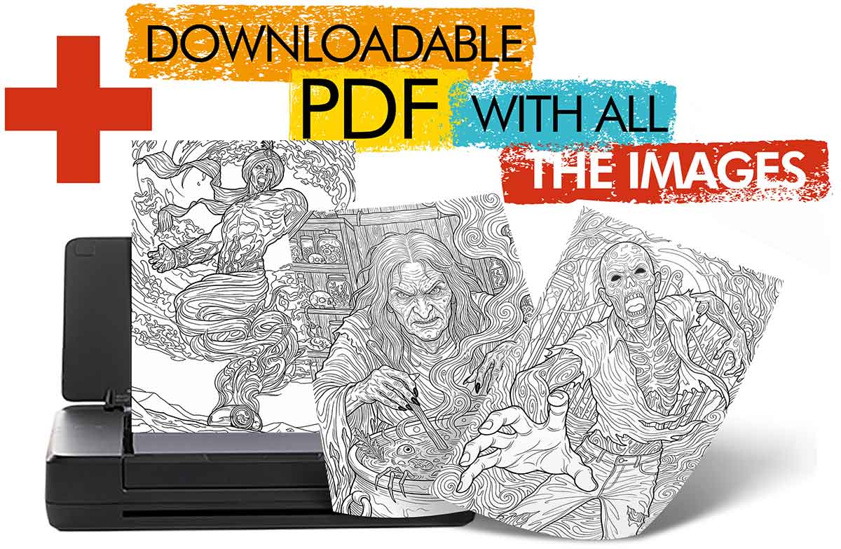 Mythological creatures printable coloring book for adults and teens