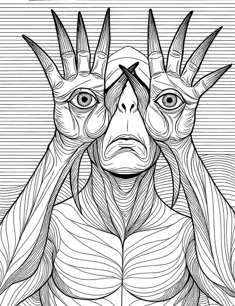 Pale Man from Pan’s Labyrinth 2006 fantasy horror illustration for adults
