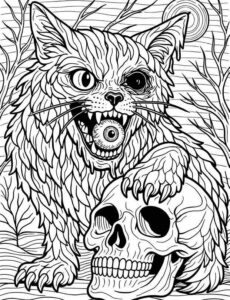 Pet Cemetery supernatural horror coloring page for adults