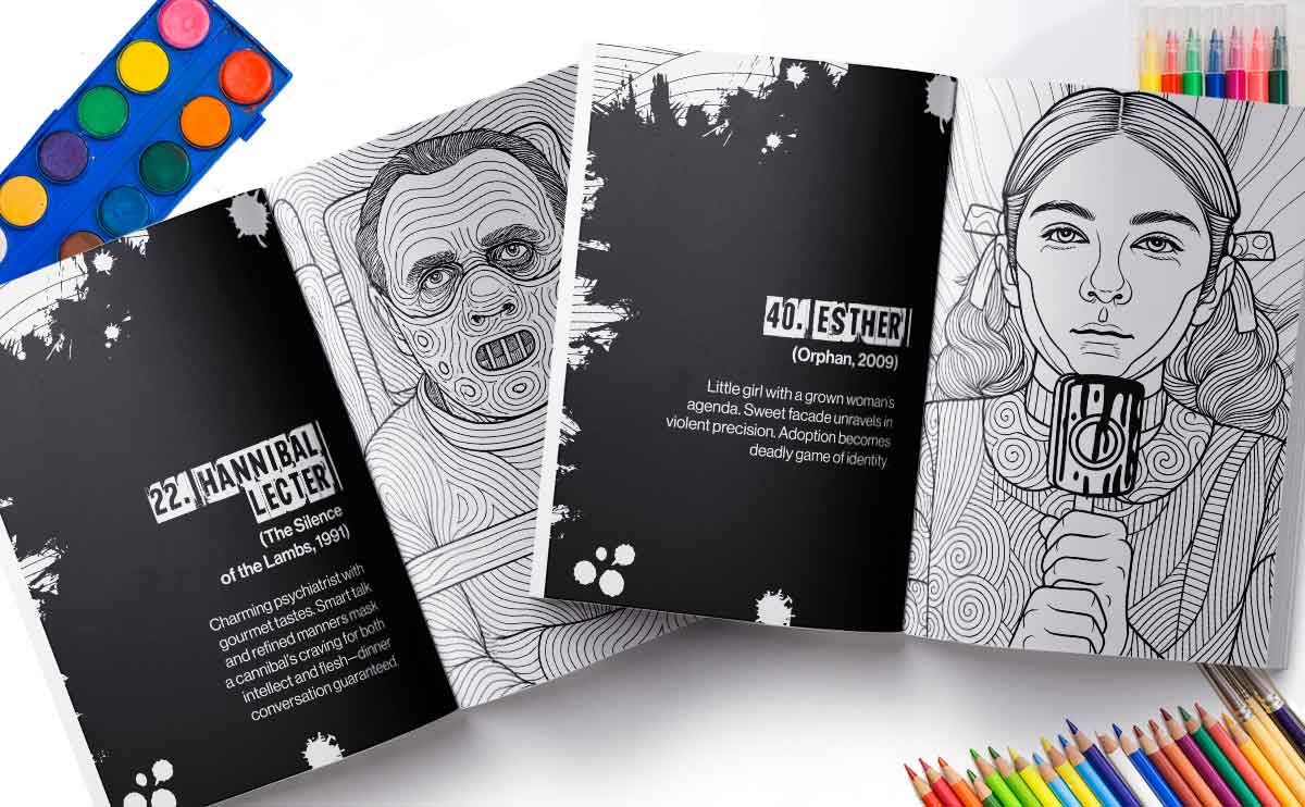 Scary Serial Killers of Horror Movies Coloring Book for Adults
