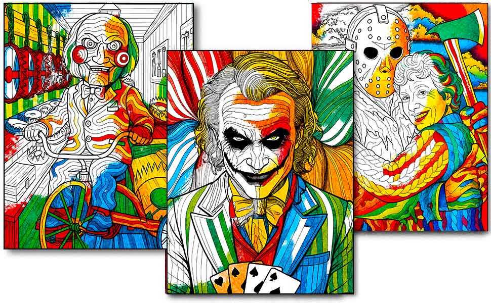 Scary Serial Killers of Horror Movies Coloring Book for Adults