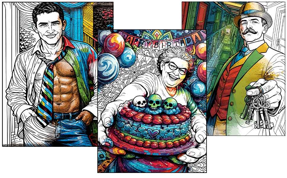 Open true crime activity book with dark puzzles and coloring pages for adults