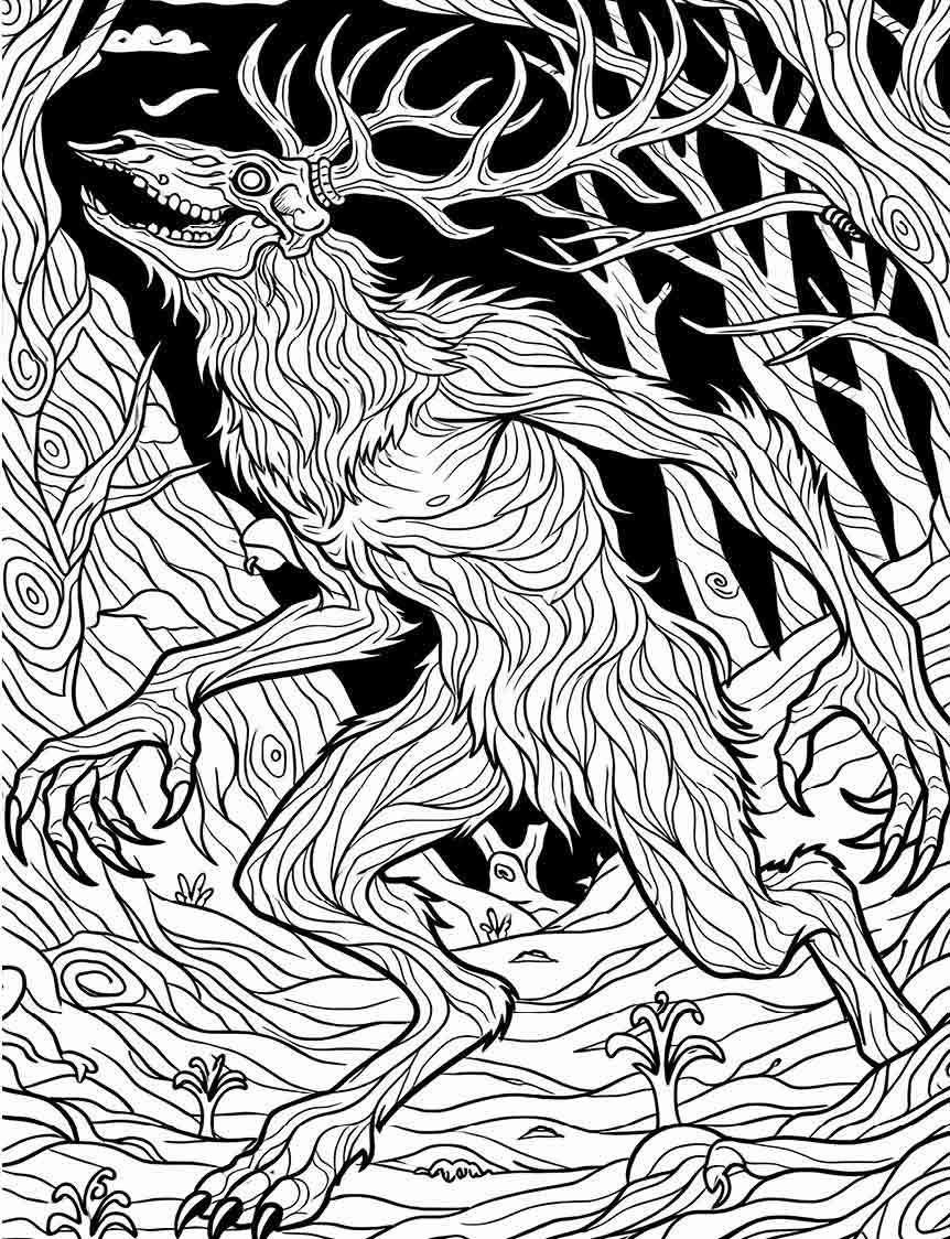 Wendigo folklore monster dark fantasy artwork for adults and teens