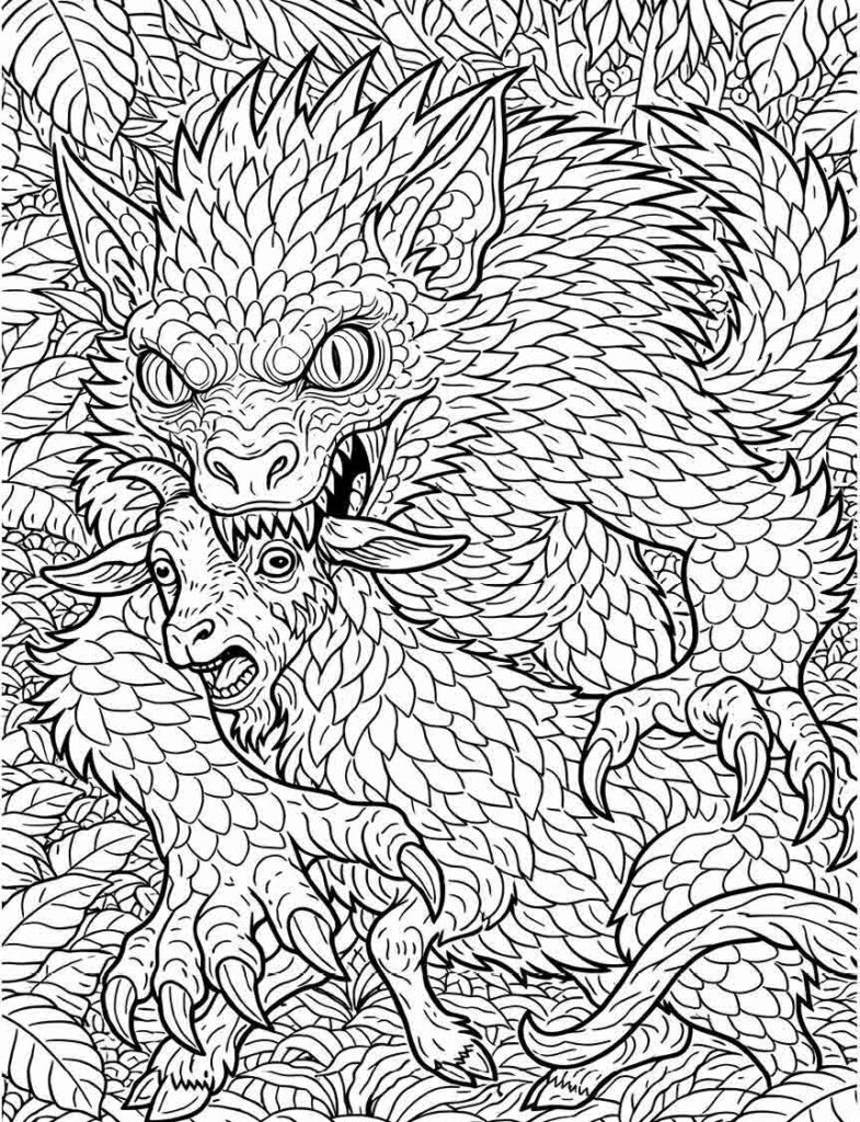 Chupacabra cryptid horror illustration for adults