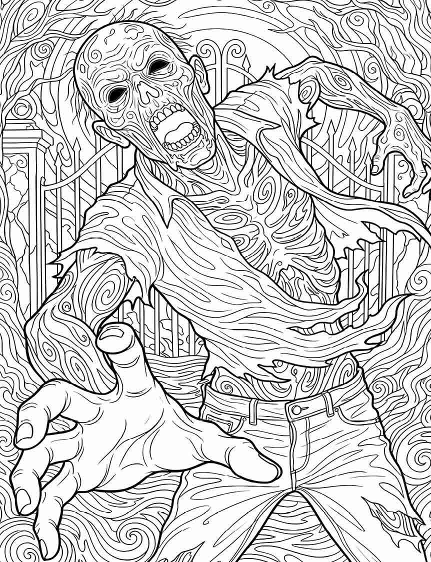 Zombie undead horror illustration for adults