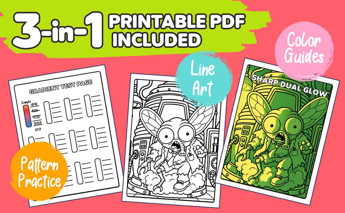 printable PDF bonus bundle banner with line art and pattern practice sheets