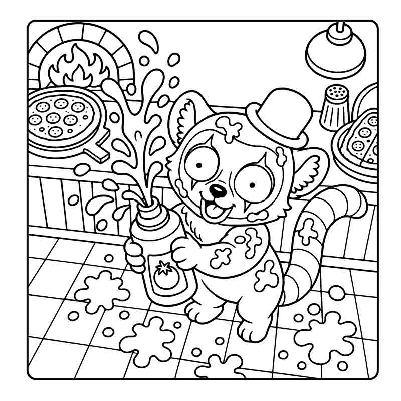Cute Art the Clown raccoon parody line art for creepy cute horror coloring book
